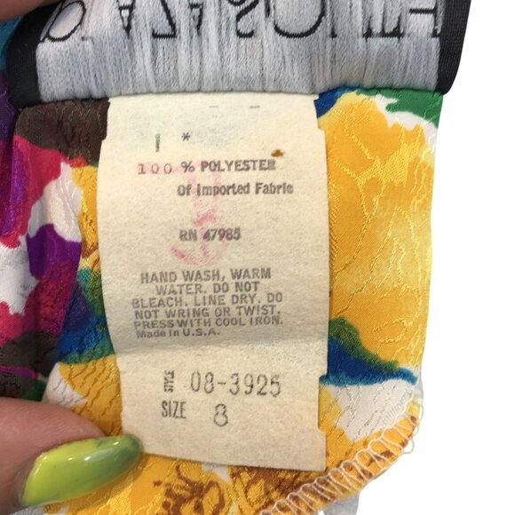 Vintage Plaza South Floral Puff Sleeve Smocked Drop Waist Midi Dress Size 8 - Picture 5 of 14